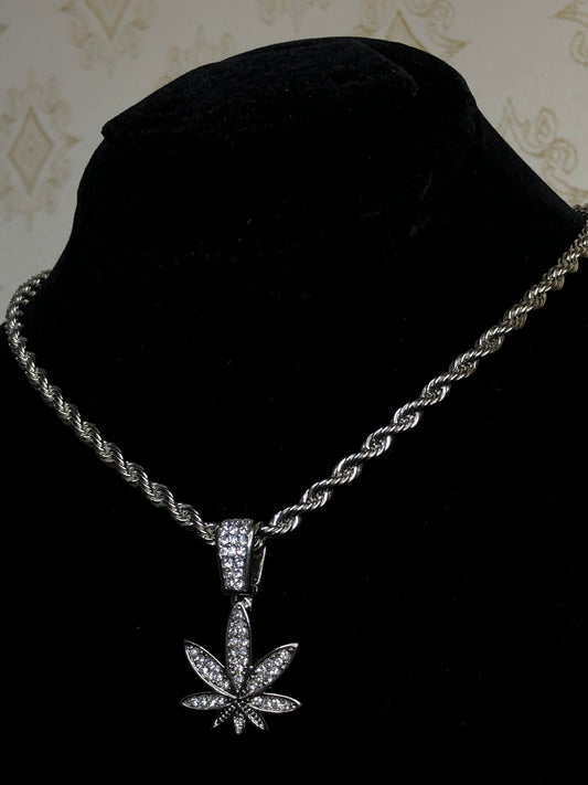 Weed Leaf Iced Out Pendant