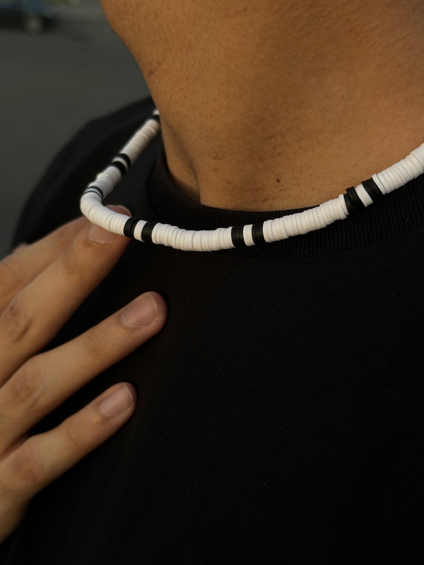 White-Black Clay Choker Necklace