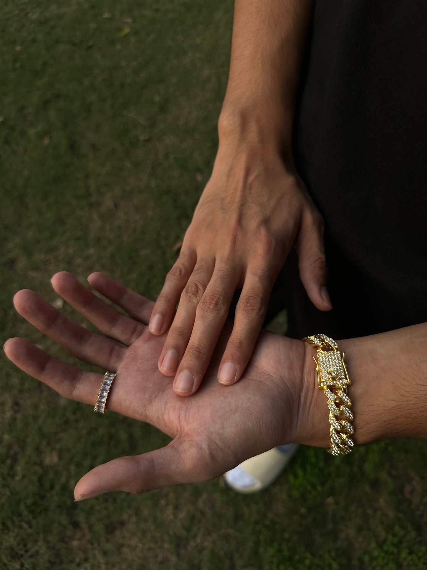 Double Link Golden Iced Out Bracelet