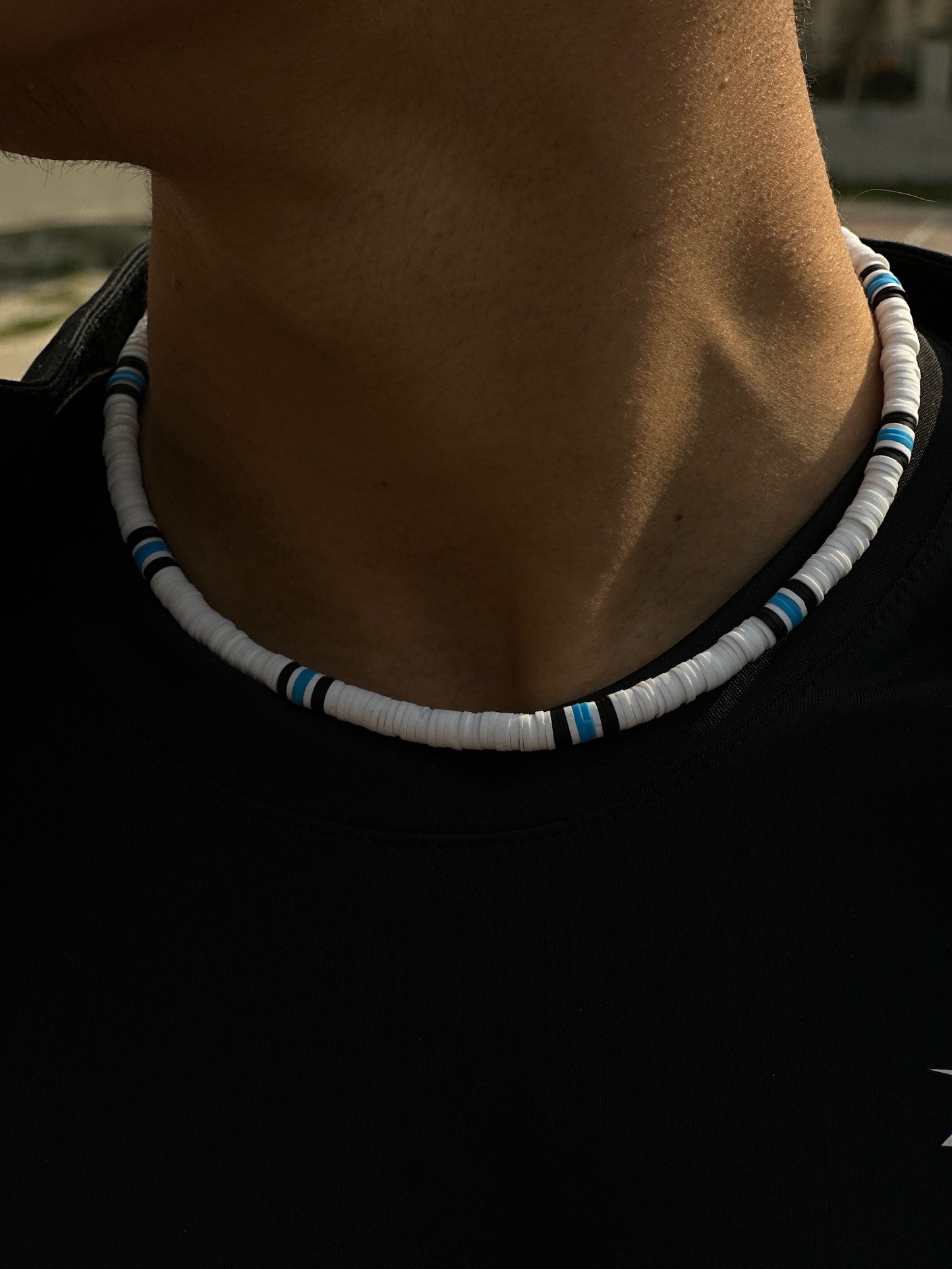 White-Blue Clay Choker Necklace